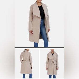 Cole Haan | Bone Wool-Blend Waist-Tie Trench Wrap Coat Size 2